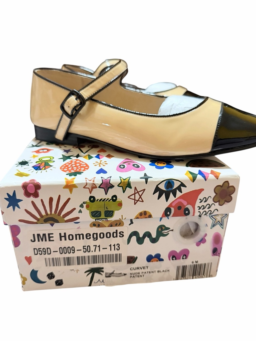 🌼🌟NIB Jeffrey Campbell Patent Trim Two-Tone Mary Jane Flats in Black and Cream
